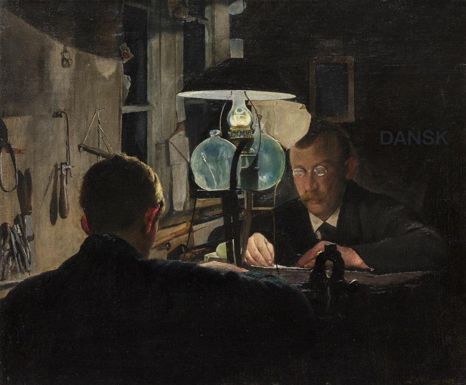 ahistoryinart's tweet image. &apos;The Goldsmith&apos;s Workshop.&apos; (1917) 
From the turn of the 20thC, Laurits Andersen Ring turned away from landscape painting to increasingly address themes of commerce at a time when traditional crafts were threatened by imports of cheap goods.