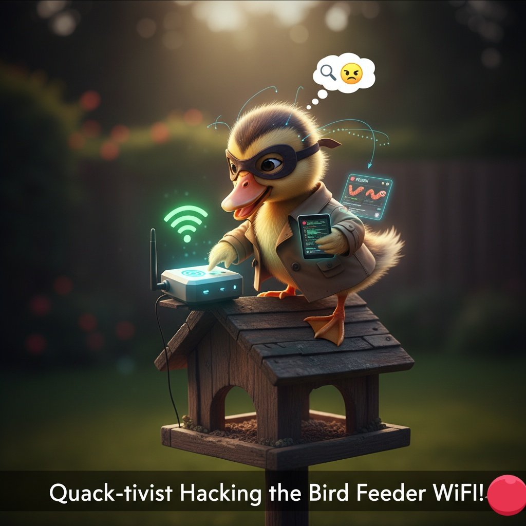 mdshamim12249's tweet photo. "Just caught my resident 'quack tivist' trying to hack into the local bird feeder's WiFi. Apparently, the worms on social media are fresher. This duck umentary is getting intense! π΅οΈββοΈπ¦"
#QuackLife #BirdBrainProblems #WiFiWorries #HackerDuck #DigitalDuck https://t.co/ox7iw3EtDH