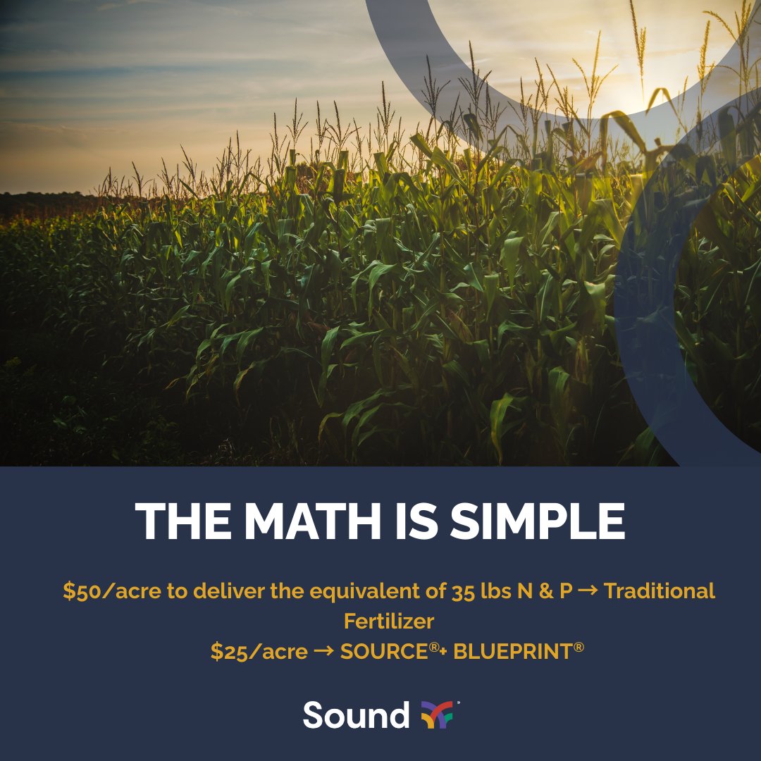 The math is simple:
❌ Traditional fertilizer → $50/acre to deliver the equivalent of 35 lbs N &amp; P
✅ SOURCE® + BLUEPRINT® → $25/acre for the same nutrients
 
Same yield potential. Half the cost. ROI guaranteed. 

#AgTech #SustainableFarming #SoilHealth #Growers #AgInnovation