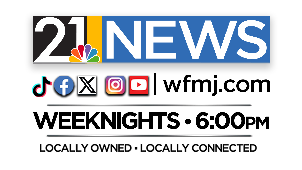 WATCH 21 NEWS 6 P.M. LIVE NOW: Watch on wfmj.com, the 21 News app, <a href="/peacock/">Peacock</a>, and all your streaming devices.