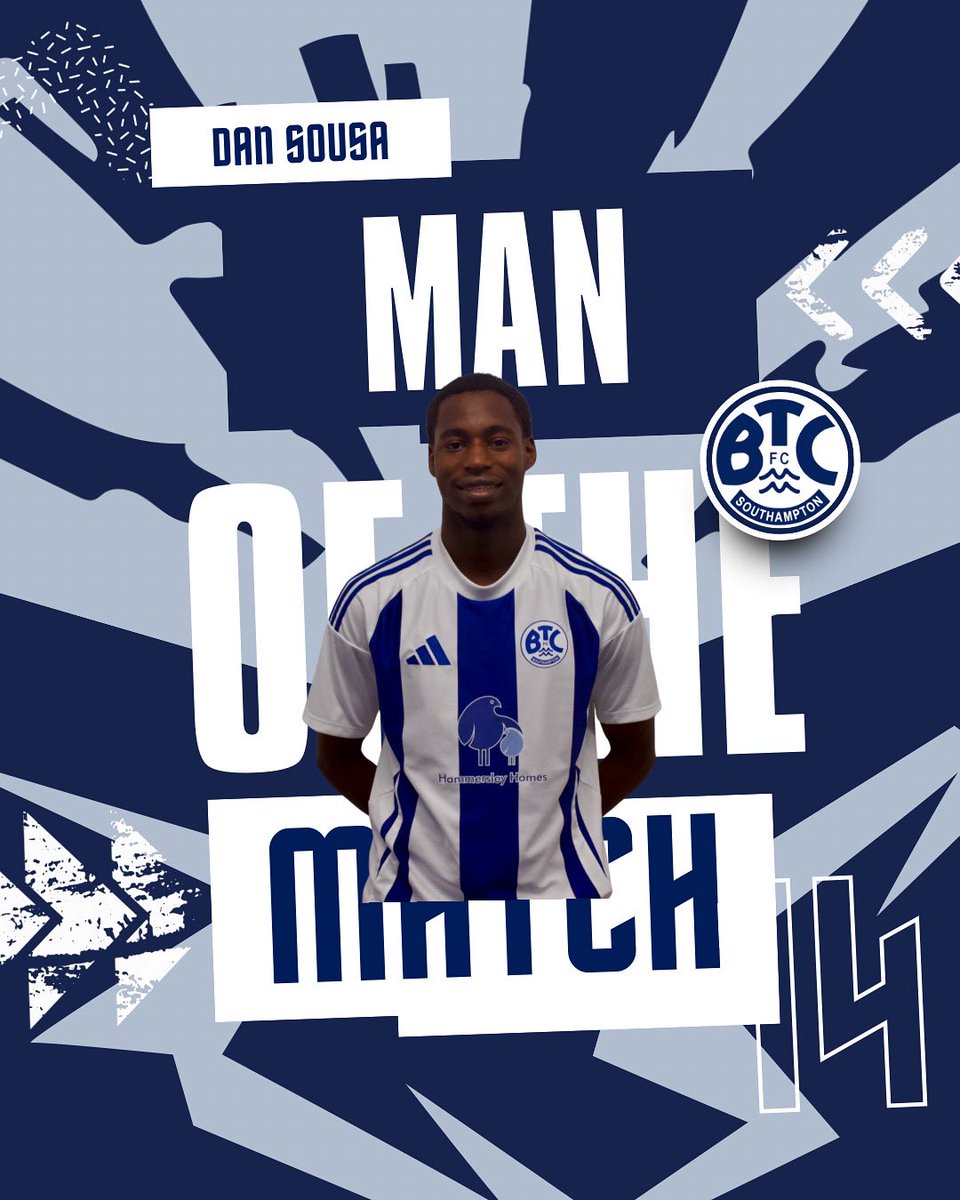 btcsotonfc's tweet image. 🏅 MAN OF THE MATCH 🏅

Dan Sousa

Dan was relentless across the pitch and capped it off with two great goals 👏

Put in a massive shift for the side and delivered a standout performance 👊🔵⚪

#UpTheBTC #HPL