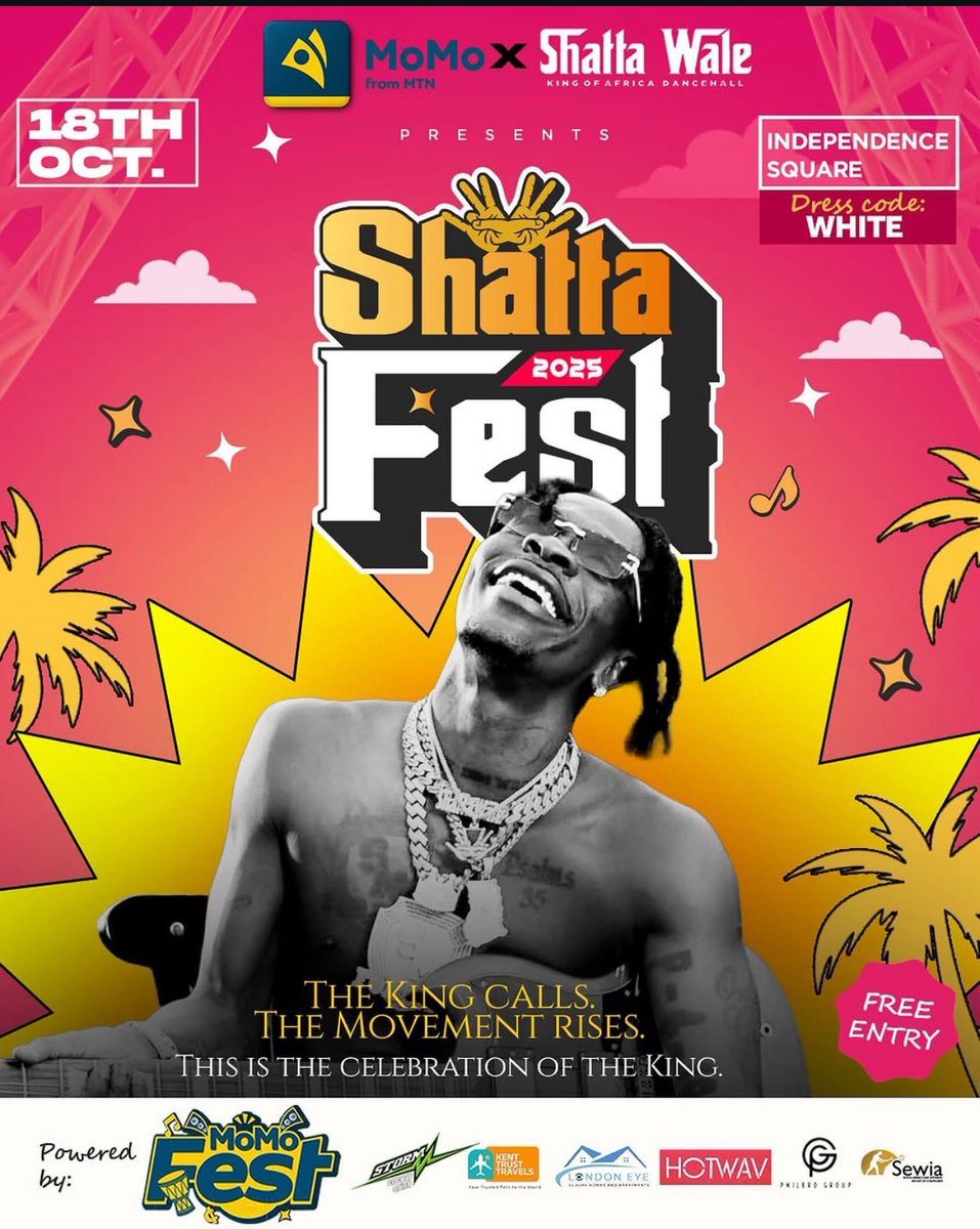 Shatta Fest this October 18th, 2025

at the independence Square. 

Dress Code: WHITE!

Free Entry

#ShattaFest2025 #ShattaBirthday2025