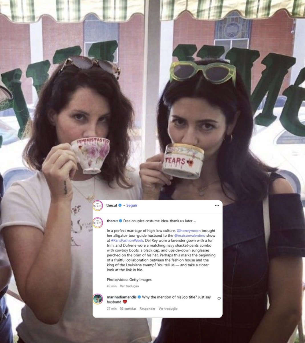LDRWorld1's tweet photo. 🚨MINHAS MÃES! Marina comentou em um post sobre Lana Del Rey no desfile da Valentino:

“Pra que falar a profissão dele (Jeremy) toda hora? Só diz marido ❤️” https://t.co/erLdUSFGft