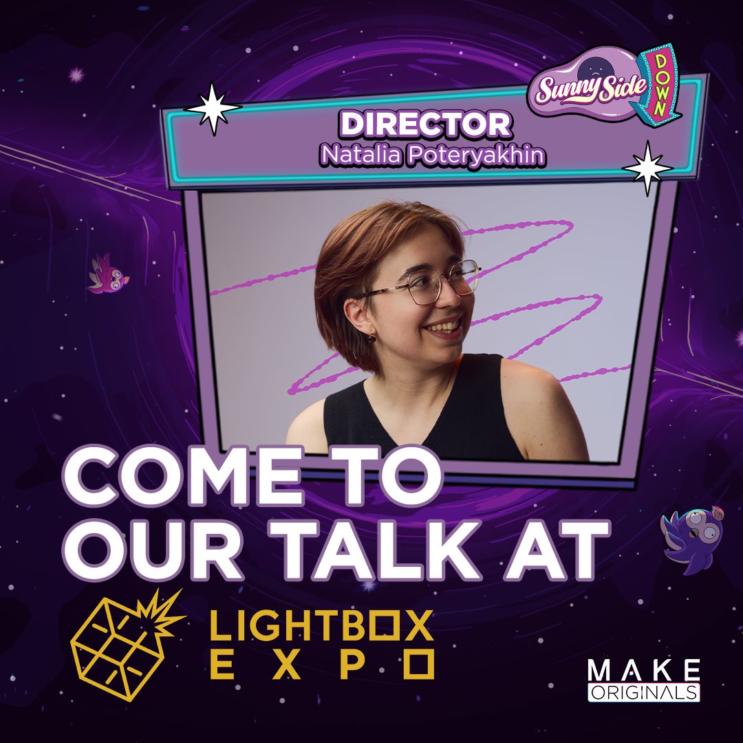How do you direct your own indie web series? Oct 25 at <a href="/LightBoxExpo/">LightBox Expo</a> with #MAKEOriginals director Natalia.

Sunny Side Down breakdown + new episode premiere and Q&amp;A.

#MAKE #LBX25 #IndieAnimation