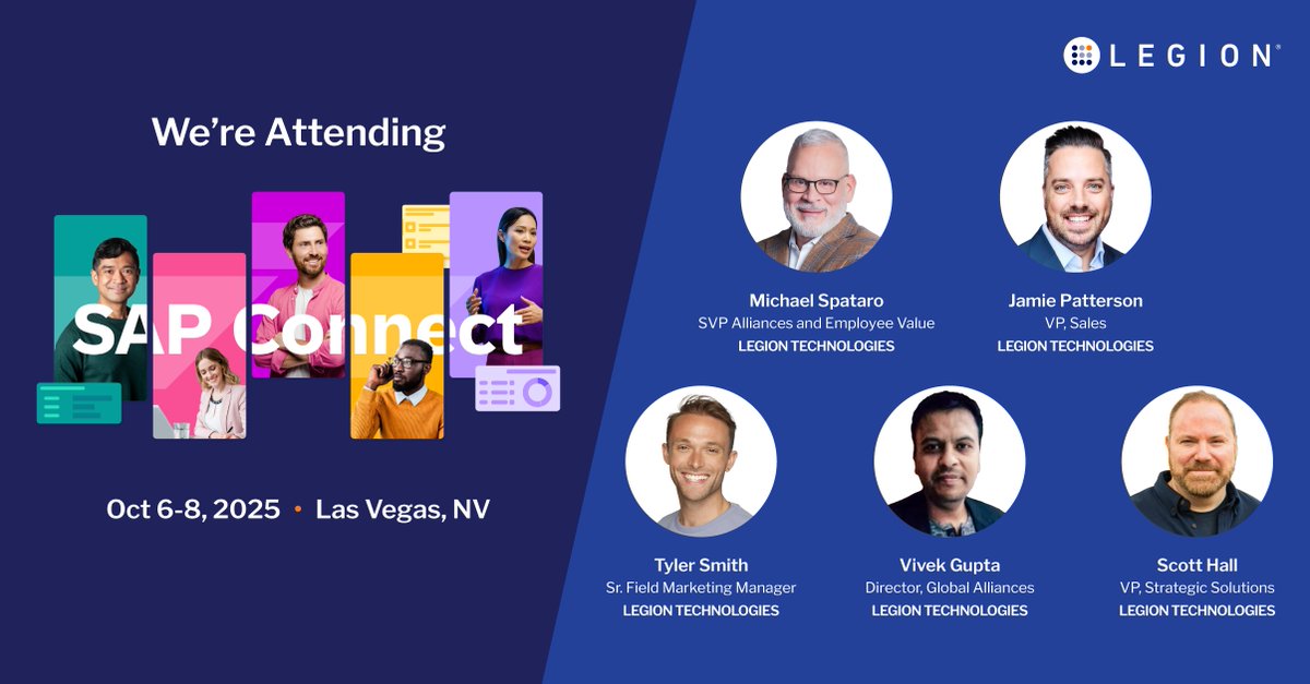 The team is on-site at SAP Connect! Stop by the Legion booth (#948) today to meet the team and see how Legion and SAP SuccessFactors are better together. Book a specific time slot with our team here: legion.co/meet-us-at-sap…