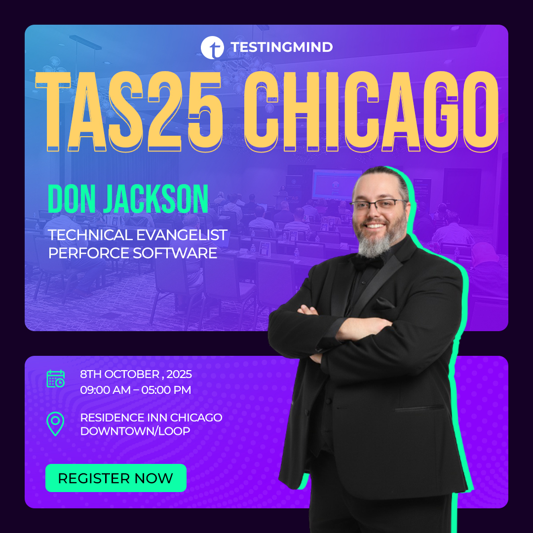testingmindcon's tweet image. Redefining QA with Agentic AI – Chicago’s Big Moment Awaits!
We’re thrilled to have Don Jackson, Chief Evangelist at Perforce Software, as a keynote speaker at the Test Automation Summit – Chicago, happening in person on October 8, 2025.
Topic: Sick of Framework Frustrations?…