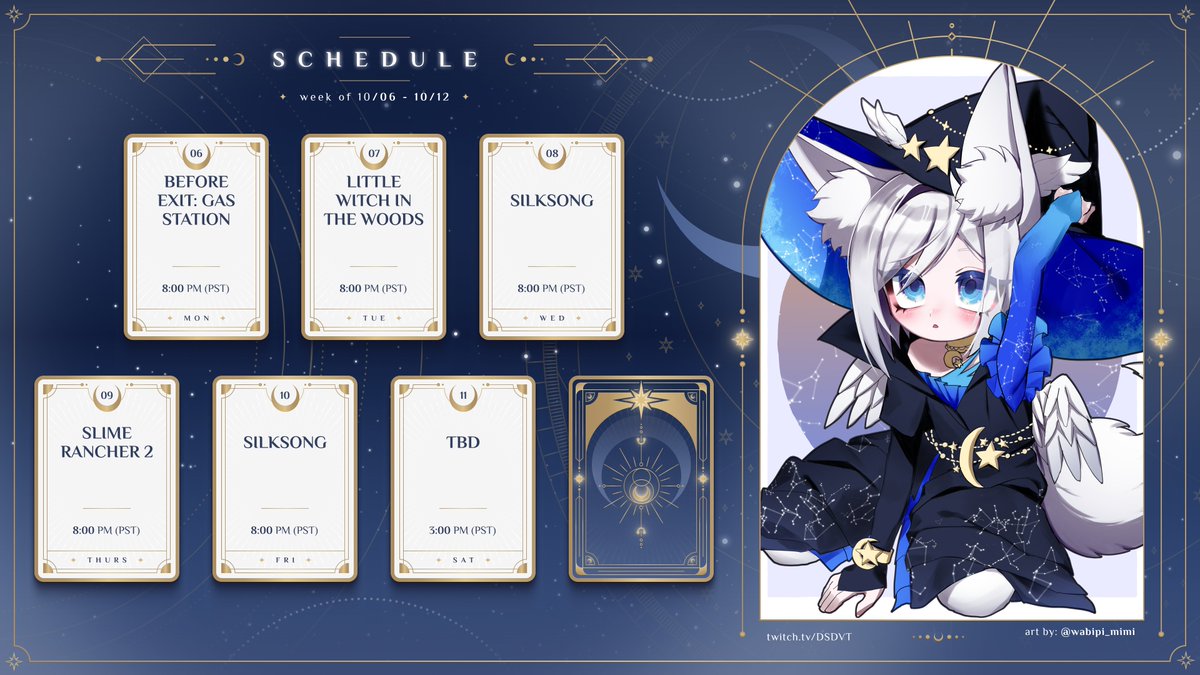 I've come to bring you an on-time schedule for once 
twitch.tv/dsdvt