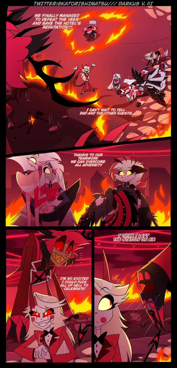katorishimatsu's tweet photo. 😅a team work 

#HazbinHotel #HazbinHotelFanart #hazbinhotelseason2 #charlastor #spidermoth #huskni #velvox https://t.co/G7WoKKwaSz