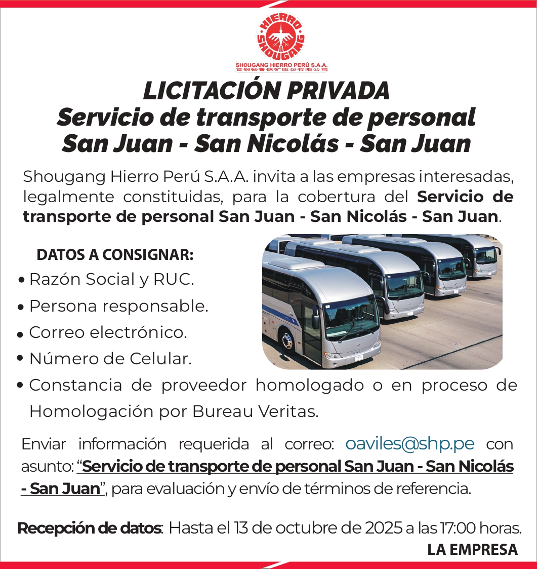 ShougangHP's tweet photo. Licitación privada. https://t.co/CwdosmEEzf