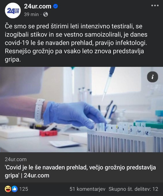Covid-19 navaden prehlad?

Ampak, ampak,... "stroka" je zatrjevala nas bo pobralo če se ne bomo cepili?? Da je edina rešitev cepivo???

Beovič, Logar, Poklukar, ....pa uni Fafafafangel,....kaj je zdaj to?