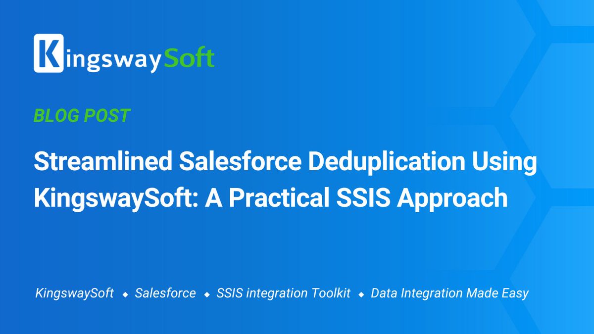 kingswaysoft's tweet image. Just Blogged - Streamlined Salesforce Deduplication Using KingswaySoft: A Practical SSIS Approach kingswaysoft.com/blog/2025/10/0… #KingswaySoft #SSIS #Salesforce #IntegrationToolkit #DataIntegrationMadeEasy
