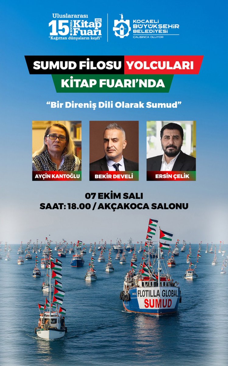 Sumud Filosu yolcularının kitap fuarında Sumud Direnişi'ni anlatmalarının neresi kötü❓️
Anlatsınlar elbet.

Anlattıkları için para pul da alacak değiller.
Neresine takılıyor ki bazıları?