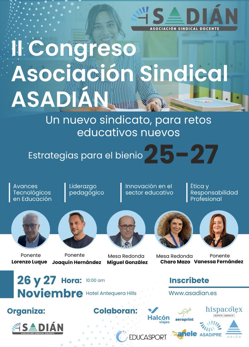 QuiniHdez's tweet photo. Gracias una vez más a @asadian_info por contar conmigo. Allí estaré aportando mi granito de arena y mostrando el potencial de la IA tanto en innovación educativa como en la acción sindical. #InteligenciaArtificial #innovacioneducativa #asadian https://t.co/Pth74dYysd