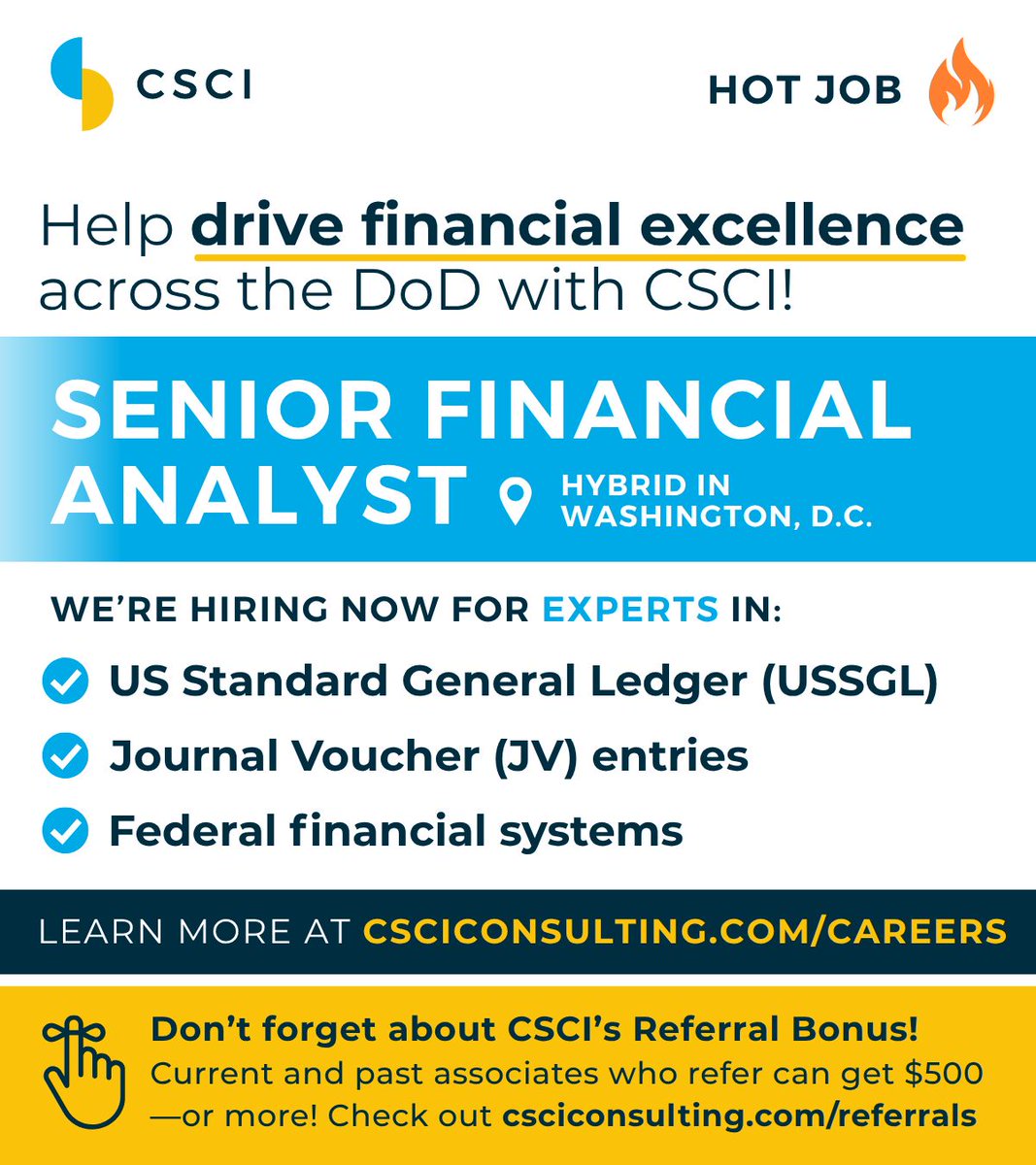 CSCIConsulting's tweet image. CSCI is hiring for a major initiative focused on financial reconciliation, audit readiness, and data integrity!
 
Learn more and apply: bit.ly/4q2Nsby
 
Don't forget about CSCI's Referral Bonus for current and past associates! Info at bit.ly/49WN9Gg