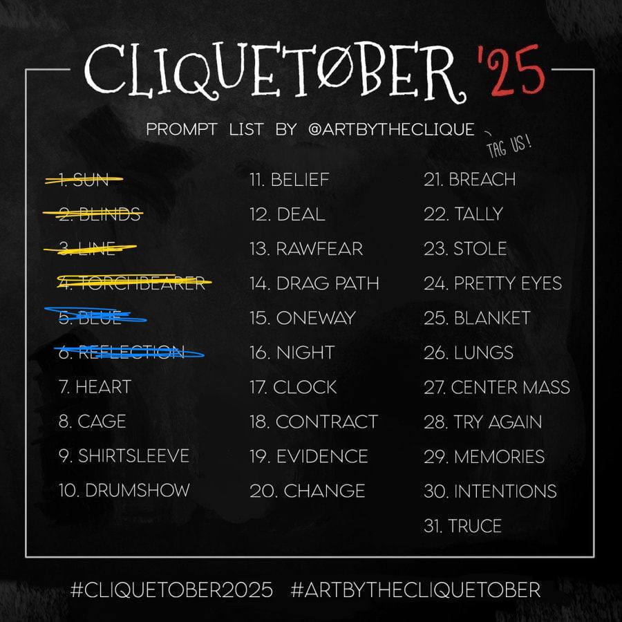 warkinas's tweet photo. Day 5-6: Blue and reflection 
#Cliquetober2025 #twentyonepilots #cliqueart https://t.co/GnqnsuLC4P