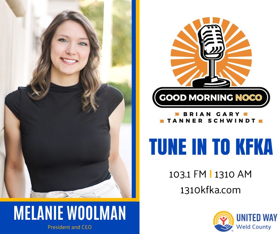 You can hear United Way or a partner agency live on air weekly with <a href="/1310_KFKA/">KFKA Radio - Northern Colorado’s Voice</a>’s #GoodMorningNOCO!

Check out this week's conversation with United Way President &amp; CEO, Melanie Woolman!

buff.ly/G5w6iSd 

#unitedwayweldcounty #ImpactWeld