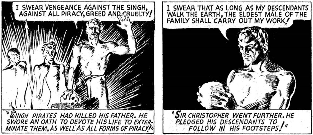 Chronicle_Tweet's tweet image. On this day in 1936, the oath was shown as sworn for the first time. Does the oath need to change to be more inclusive instead of ‘male’ and ‘son to son’?

Art by #RayMoore
#ThePhantom #Phantom #HappyPhantoming #LeeFalk