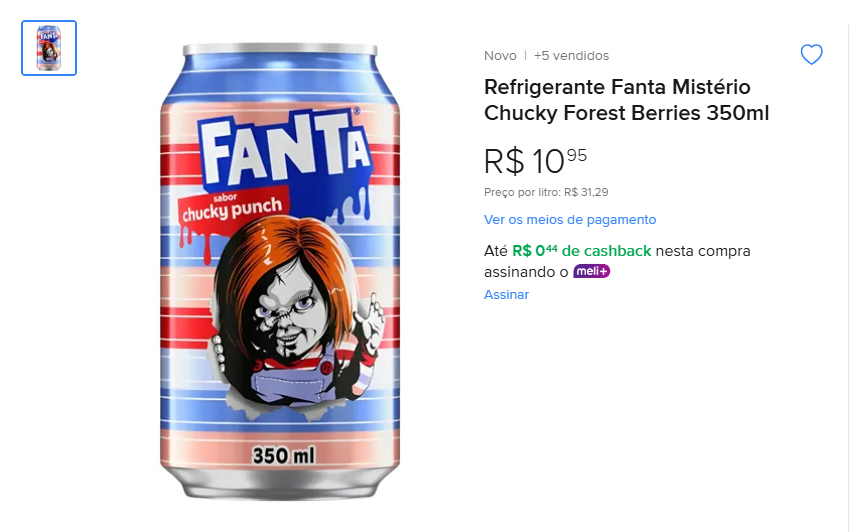 Nunca pensei que queria experimentar um refrigerante, por causa da lata kkkkkk. Sabor Chucky Punch ????