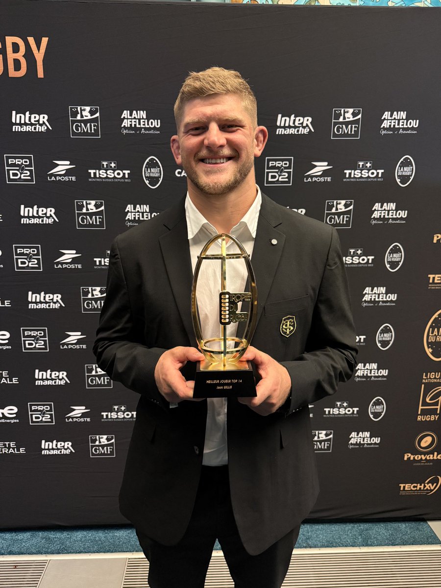 willgkelleher's tweet image. 🏴󠁧󠁢󠁥󠁮󠁧󠁿 🇫🇷 

Jacques Willis, Top 14 player of the year. 

Another top night at La Nuit de Rugby @top14rugby! 

@TimesSport