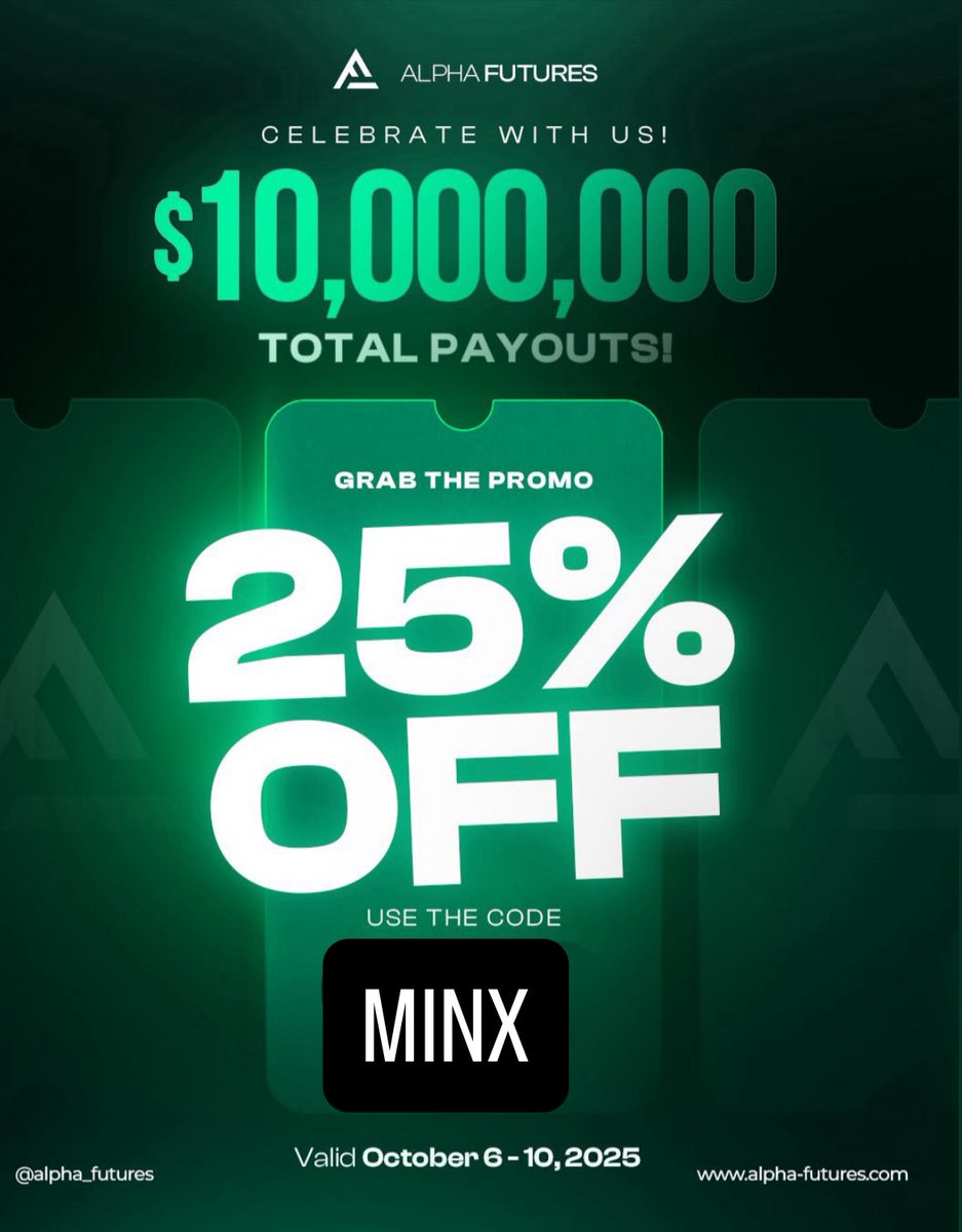 iamJMinx's tweet image. GIVEAWAY ALERT: 2 lucky traders can each win 1 FREE $50K Zero Alpha Traders Account! 🏆
💫Use Code: MINX
To enter:
•  Retweet this post
•  Follow me and @propfirmtrend 

Ends October 10th at 11:59 PM ET – Don’t miss out!
Why choose Alpha Traders? They offer one of the LARGEST…