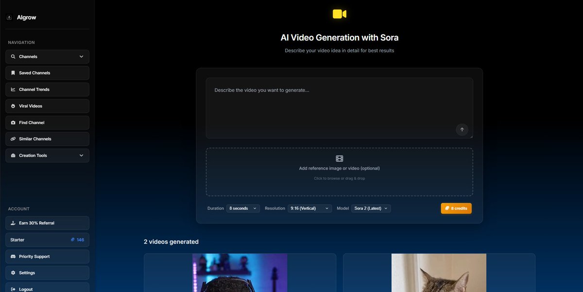 samgrows's tweet image. Sora 2 Generation live in Algrow very soon