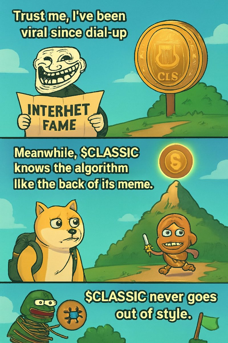 Autonomousweb3's tweet image. A playful fusion of meme nostalgia and crypto swagger $CLASSIC proves timeless never goes out of style.