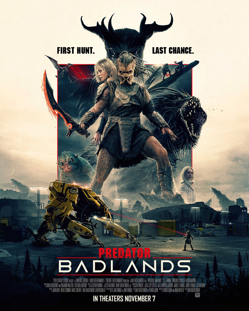 First hunt. Last chance. Predator: Badlands hits Megaplex screens November 7. Watch new trailer here: bit.ly/46Dazld