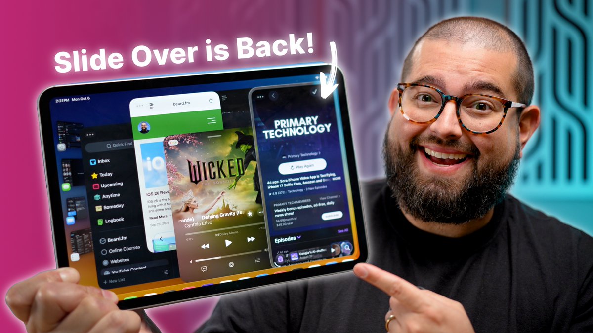 stephenrobles's tweet image. 📺 Slide Over is back! See it in action with iPadOS 26.1 beta 2, new mic input gain controls, and I have one more wish for windowing apps...Watch here: youtu.be/ApewWHjcXRA