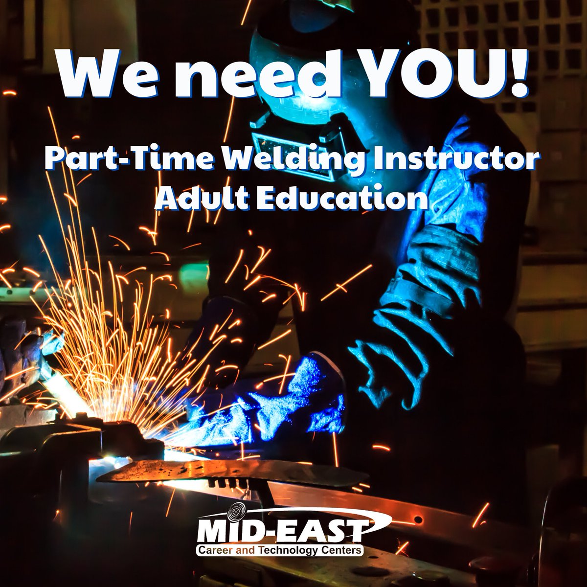 ⭐️Join our team! For full details on the position below, visit mideastctc.org/employment.⭐️

Current opening:
- Part-time Welding Instructor
- Adult Education, Zanesville Campus
- Deadline to apply - Oct. 14, 2025 

#JoinMidEastCTC #HiringNow