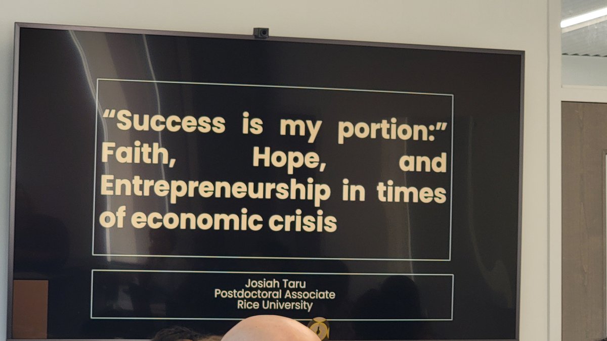 Is entrepreneurship a divine calling?  <a href="/BoniukInstitute/">Boniuk Institute</a> postdoc <a href="/josiahtaru/">Josiah Taru</a> shared research with our weekly Scholars Mtg exploring how Pentecostal Christians in Zimbabwe use faith as a resource to navigate economic crisis.