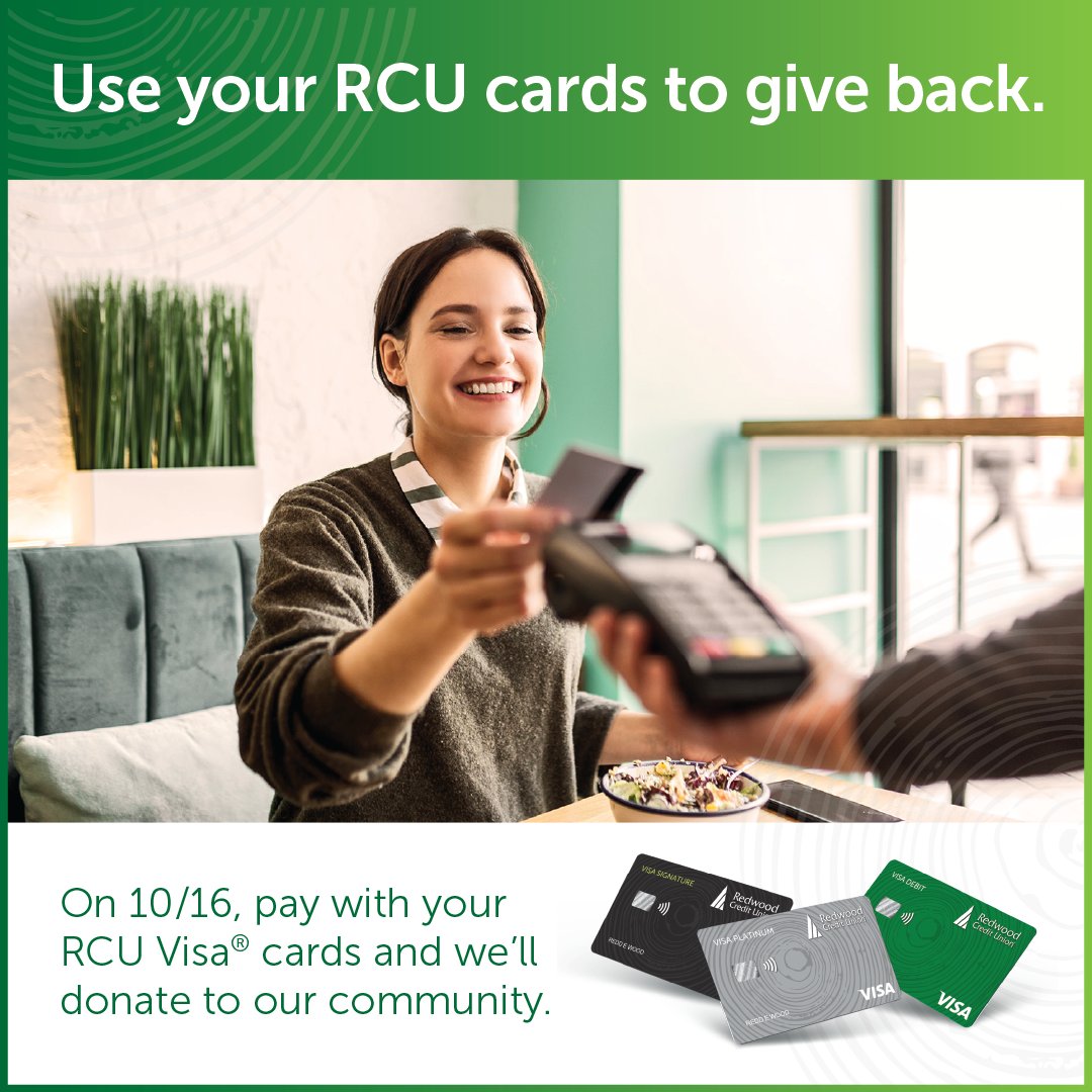Join us in celebrating ICU Day®!

On 10/16, each time you make a purchase using your RCU Visa® debit and credit cards, RCU will donate to select nonprofits combating food insecurity in our communities.

redwoodcu.org/icuday