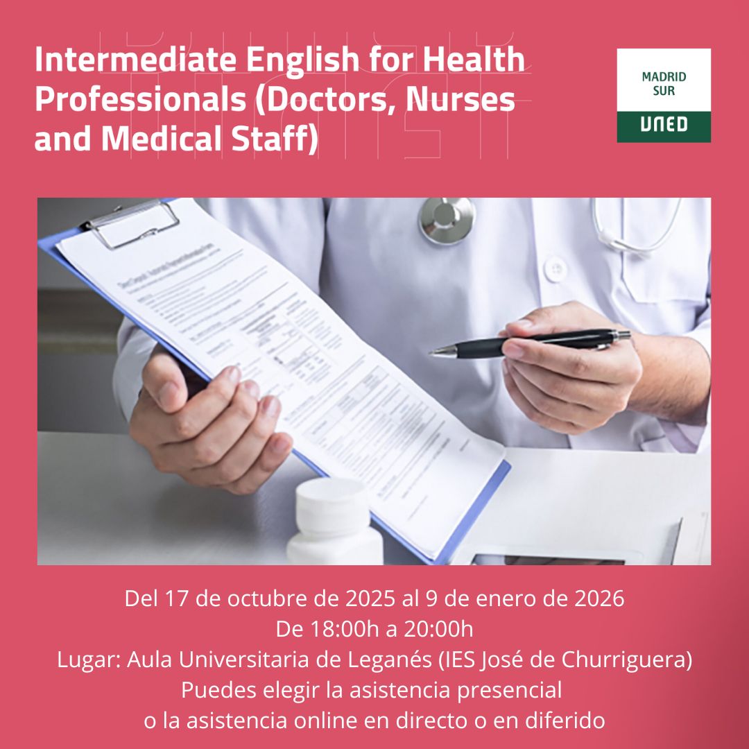 Curso de nivel B1-B2 para sanitarios (profesionales de salud) sobre aspectos cotidianos y con un nivel técnico medio para que los profesionales del ramo puedan expresarse con corrección en inglés sobre aspectos variados relacionados con su trabajo.
extension.uned.es/actividad/32225