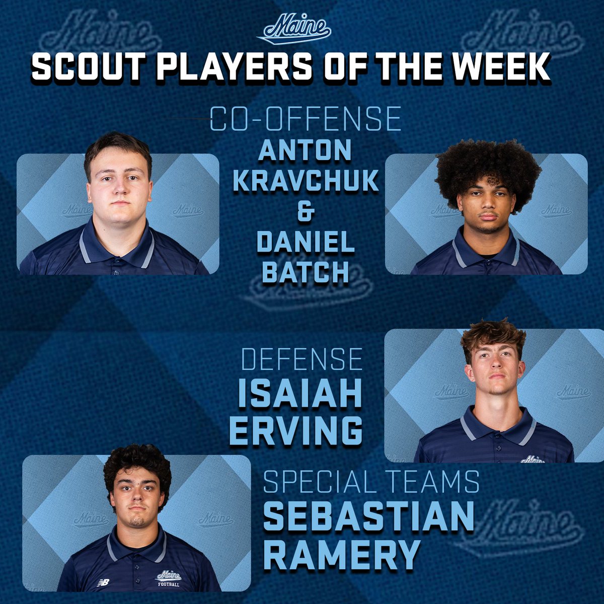 Back-to-back CAA wins ✅

Excellent performances on Saturday ✅

Strong week of practice ✅

Our Week 6 Players of the Week 🤩

#BlackBearNation | ⬆️