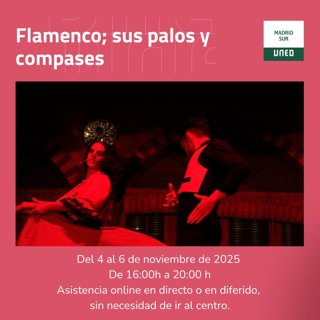 El flamenco  es un arte inmenso y diverso que se expresa en una gran variedad de  estilos, conocidos como palos. 
El curso lo imparte bailaora y  docente, Mónica Vázquez, con más de 20 años de experiencia en la  enseñanza del flamenco.

extension.uned.es/actividad/47213