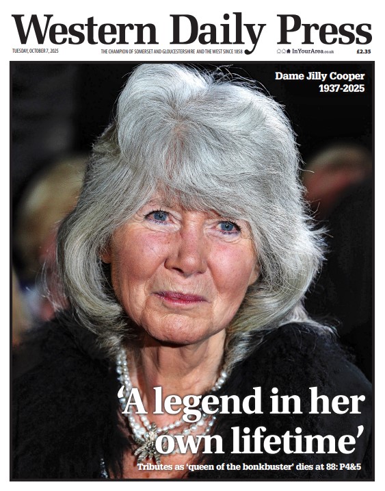 Tomorrow's <a href="/WesternDaily/">Western Daily Press</a> splash - RIP Dame Jilly