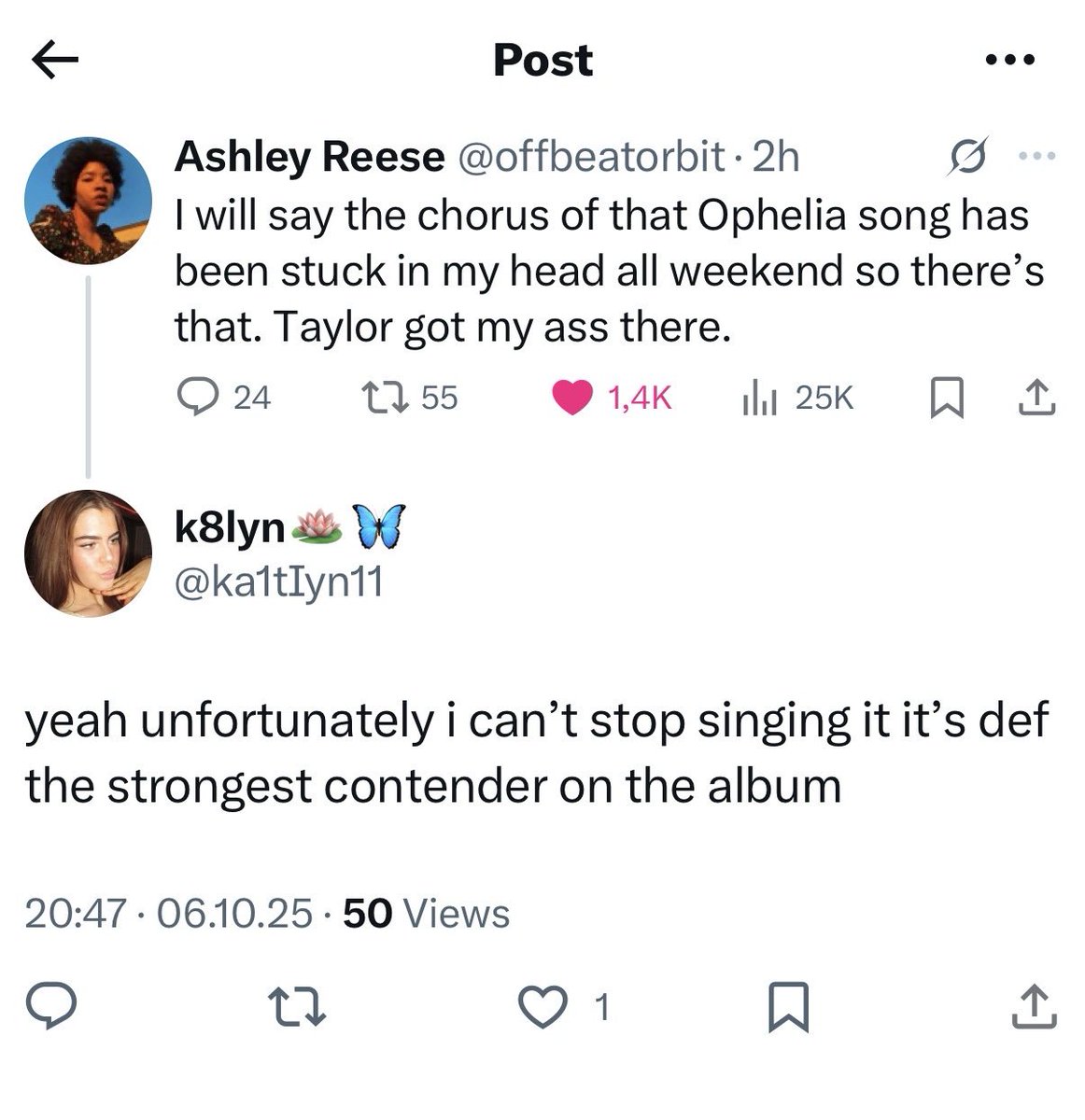 dontblamealex's tweet image. Oh the HIT of ophelia not even the haters can resist you