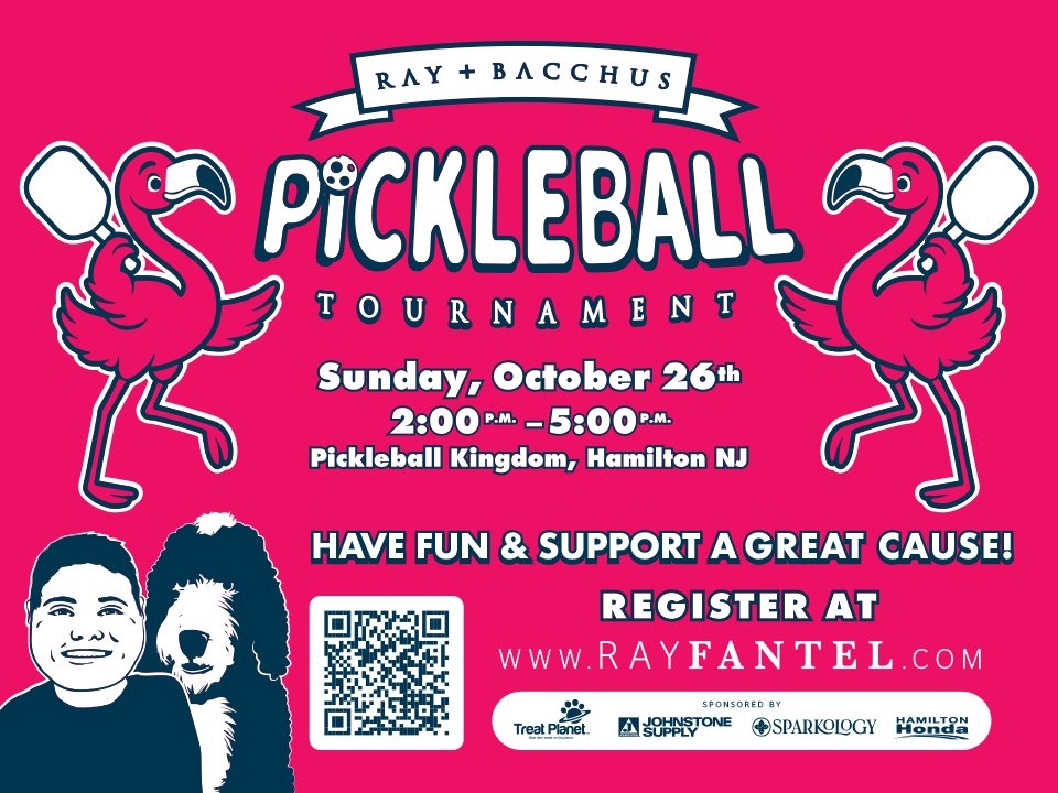 🎾 Ray Bacchus Pickleball Tournament
Fun &amp; a great cause!
🗓 Sun, Oct 26 | 2–5 PM
📍 Pickleball Kingdom, Hamilton, NJ
Register: rayfantel.com
#Pickleball #CharityEvent
