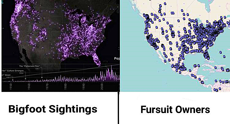 Bigfoot sightings vs. people who own fursuits