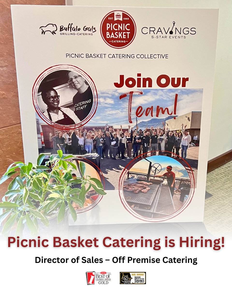 SCWCC's tweet image. The Picnic Basket, a long-time and valued #SCWCC member known for elevating Colorado Springs events for over 35 years, is looking for a dynamic, results-driven Director of Sales to lead its Off-Premise Catering division.
Apply here: indeed.com/cmp/Picnic-Bas…
#ColoradoSpringsJobs