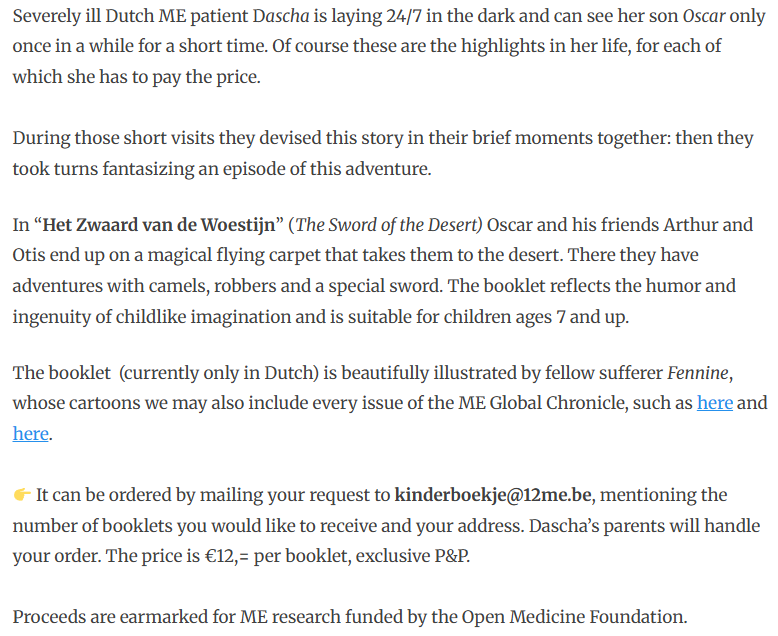 TomKindlon's tweet image. "A perfect gift for the holiday season" (for somebody who speaks Dutch)

meglobalchronicle.wordpress.com/2024/11/27/the…

Proceeds are earmarked for ME research funded by the Open Medicine Foundation.

#CVS #MECVS @ME_gids @AnilvanderZee @mecfsskeptic @MECentraal