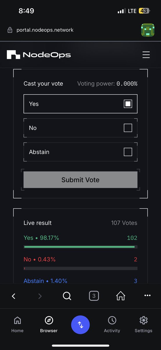 #NodeOpsPIP1 Governance is LIVE

I just cast my vote on the first ever NodeOps proposal a major step toward transparent contribution based and community driven governance

This is where true decentralization begins your vote matters
👉portal.nodeops.network/governance/105…
<a href="/NodeOpsHQ/">NodeOps</a> #NodeOps