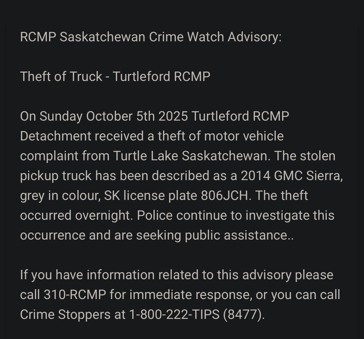VigilanteFarmer's tweet image. #Turtleford #Mervin #TurtleLake #RuralCrime #FarmCrime #SkCrime
