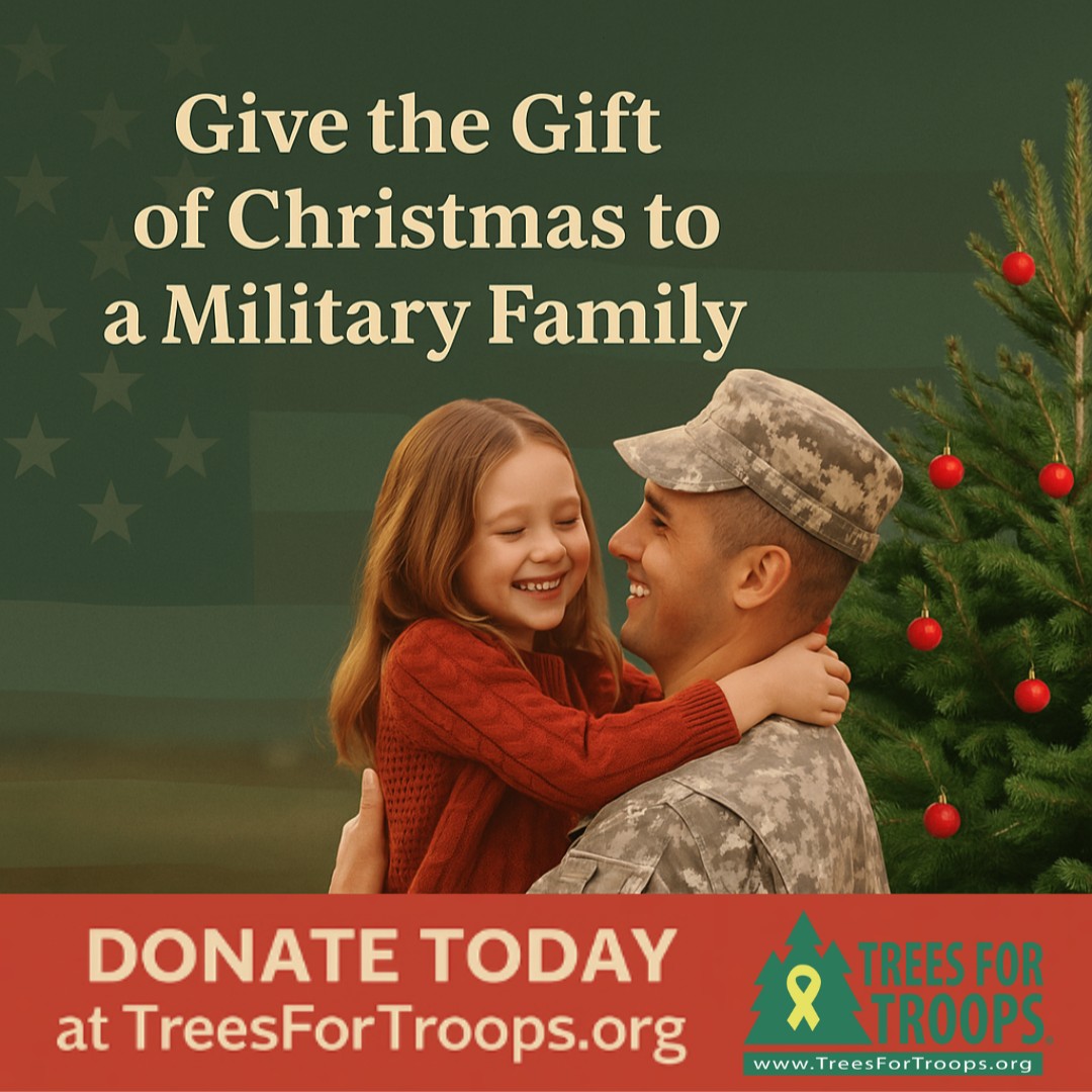 Trees4Troops's tweet image. It’s more than a tree.

It’s a moment of joy, connection, and home for a military family.

🎄 Help deliver that gift: christmasspiritfoundation.org/Donate

#TreesForTroops #SupportOurTroops #ChristmasSpiritFoundation