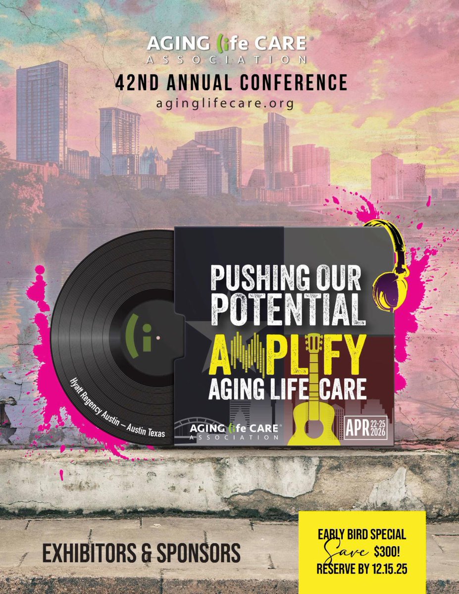 View the Exhibitor &amp; Sponsor Prospectus for the 42nd Annual #ALCA2026 Conference in Austin, April 23–26. Showcase your services, connect with Aging Life Care Professionals®, and amplify your impact!

Early Bird: Save $300 by Dec 15

Secure your spot today: aginglifecare.org/Shared_Content…