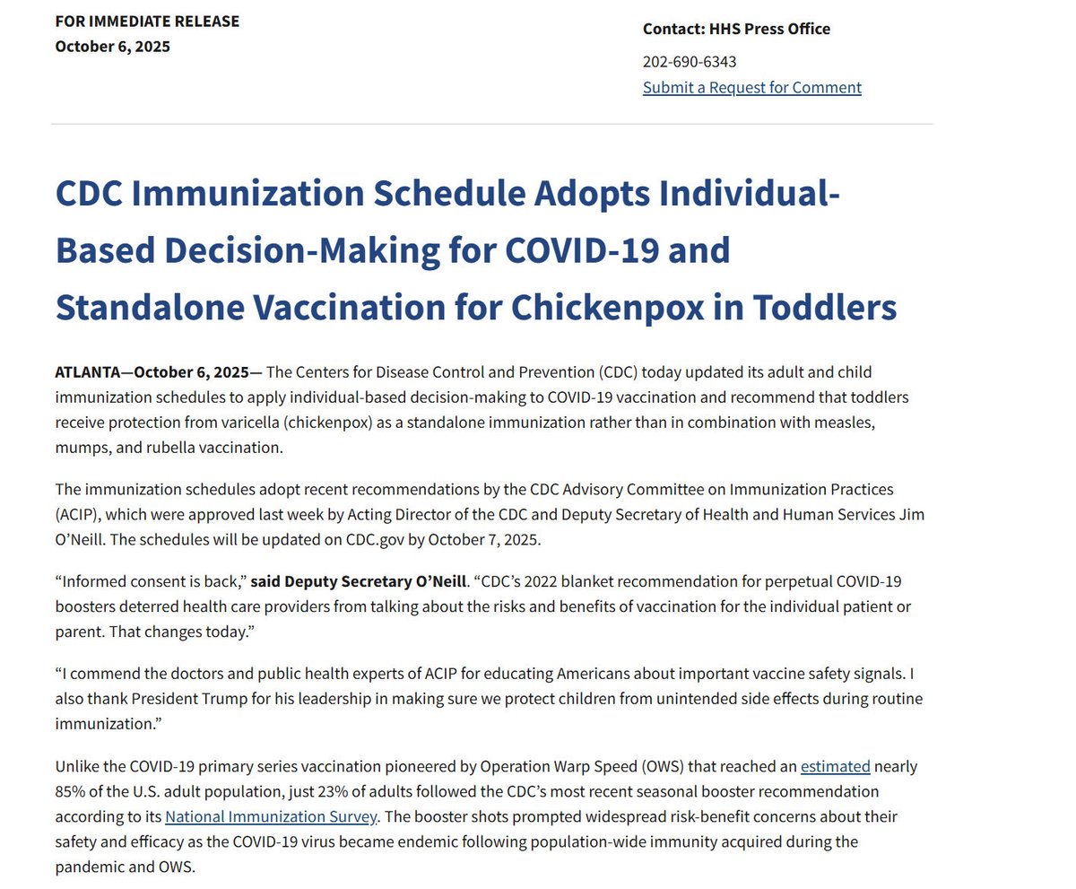 RetsefL's tweet image. The decision of the Deputy Secretary @HHS_Jim to adopt the ACIP recommendation of individual-decision making for the COVID vaccines brings back principles of personalized, modern &amp;amp; ethical medicine to public health vaccination policies! 

I personally hope that @CDCgov will…