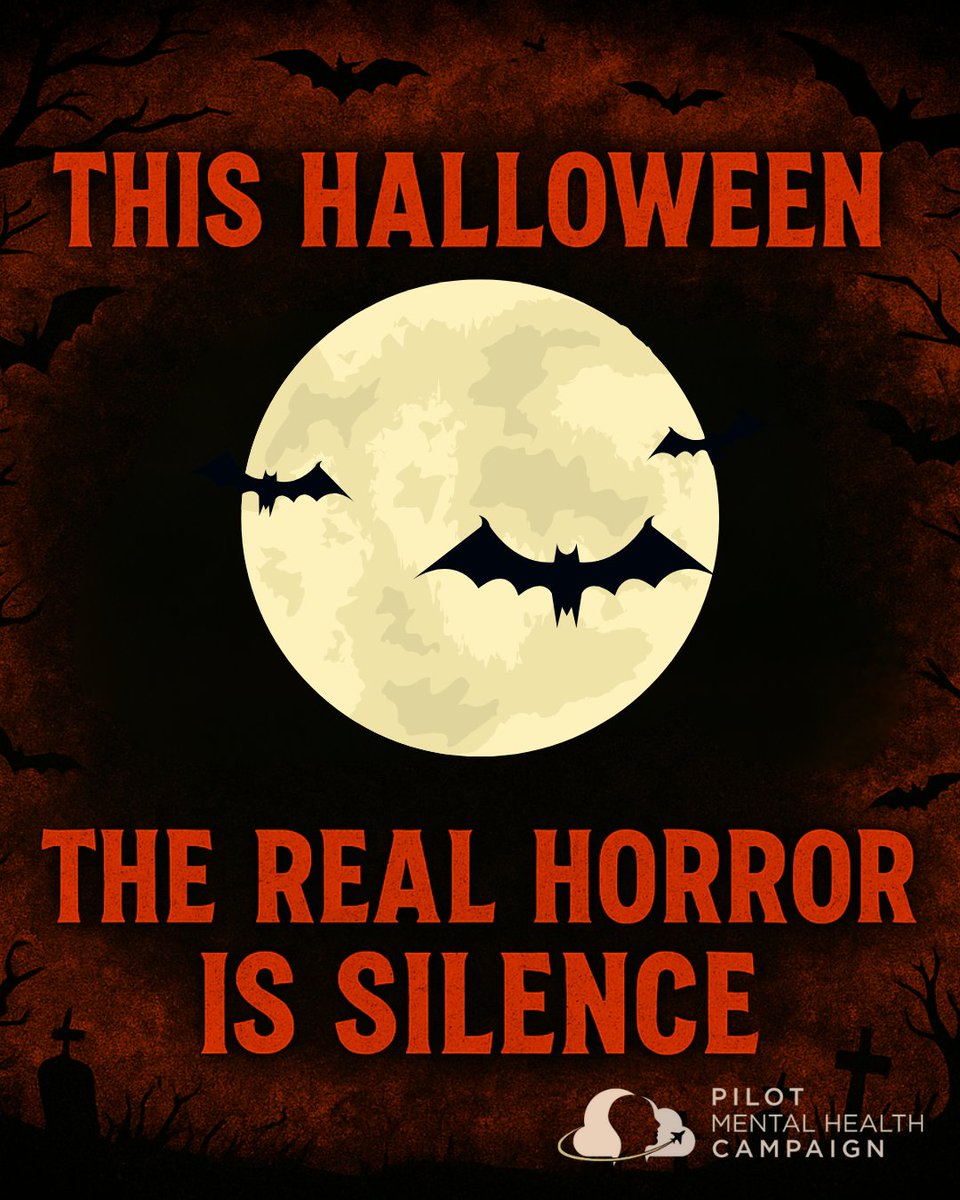PilotMHCampaign's tweet photo. Every day, pilots fly haunted...not by ghosts, but by fear.

Fear of being grounded. 
Fear of stigma. 
Fear of saying, “I need help.”

This Halloween, the real horror isn’t turbulence, it’s silence.

Help us beat the stigma and reach our $75,000 goal to support the Mental Health in Aviation Act through the Senate.  We got the bill through the House with your overwhelming support and donations but, we have so far to go and a very large financial barrier to overcome. As an all volunteer organization, every penny counts! https://t.co/DnEdD4OAg8 #safetynotstigma