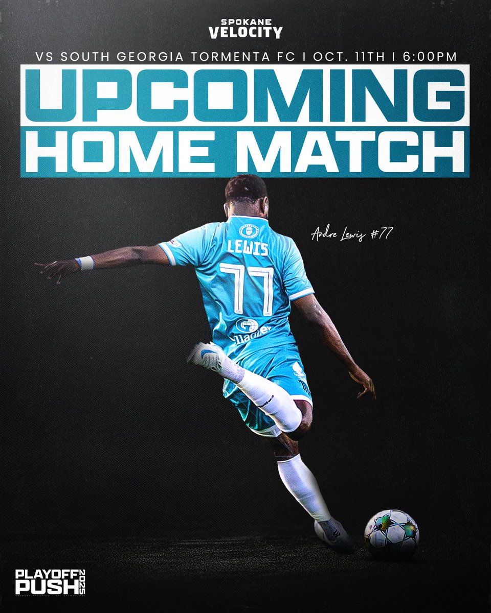 SpokaneVelocity's tweet image. Last home match of the regular season is this Saturday! 

🆚 Tormenta FC 
⏰ 6PM PST 
📆 Saturday, October 11th 
🏟️ ONE Spokane Stadium 
🎟️ link in bio! 

#SpokaneVelocityFC #LeagueOne #LetsGoSpo #UpTheFalls #WelcomeToTheEdge #UnfinishedBusiness