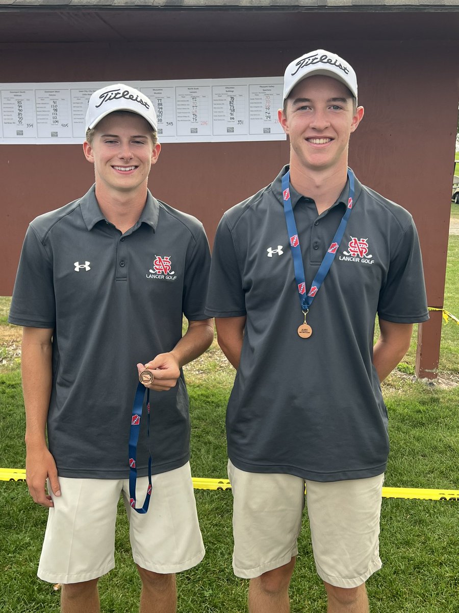 NorthScottHS's tweet photo. NS qualifies for State golf! School team score record of 286! Congrats to Jaxon and Vaughn for being top 4 place winners at District golf held at Emeis! Go Lancers! https://t.co/ZcPzr8rA3P