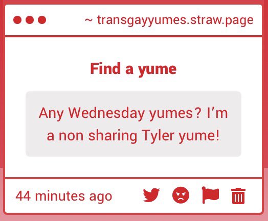 TransGayYumes's tweet photo. Find a yume 💫 

“Any Wednesday yumes? I’m a non sharing Tyler yume!” 💫 https://t.co/EF3KXpX95k