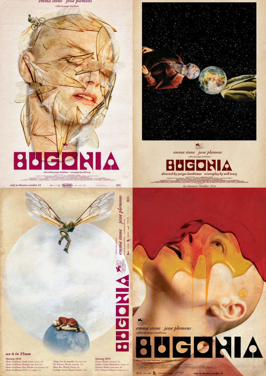 favdickinson's tweet photo. bugonia's posters are true masterpieces https://t.co/I1tJhHNyzI